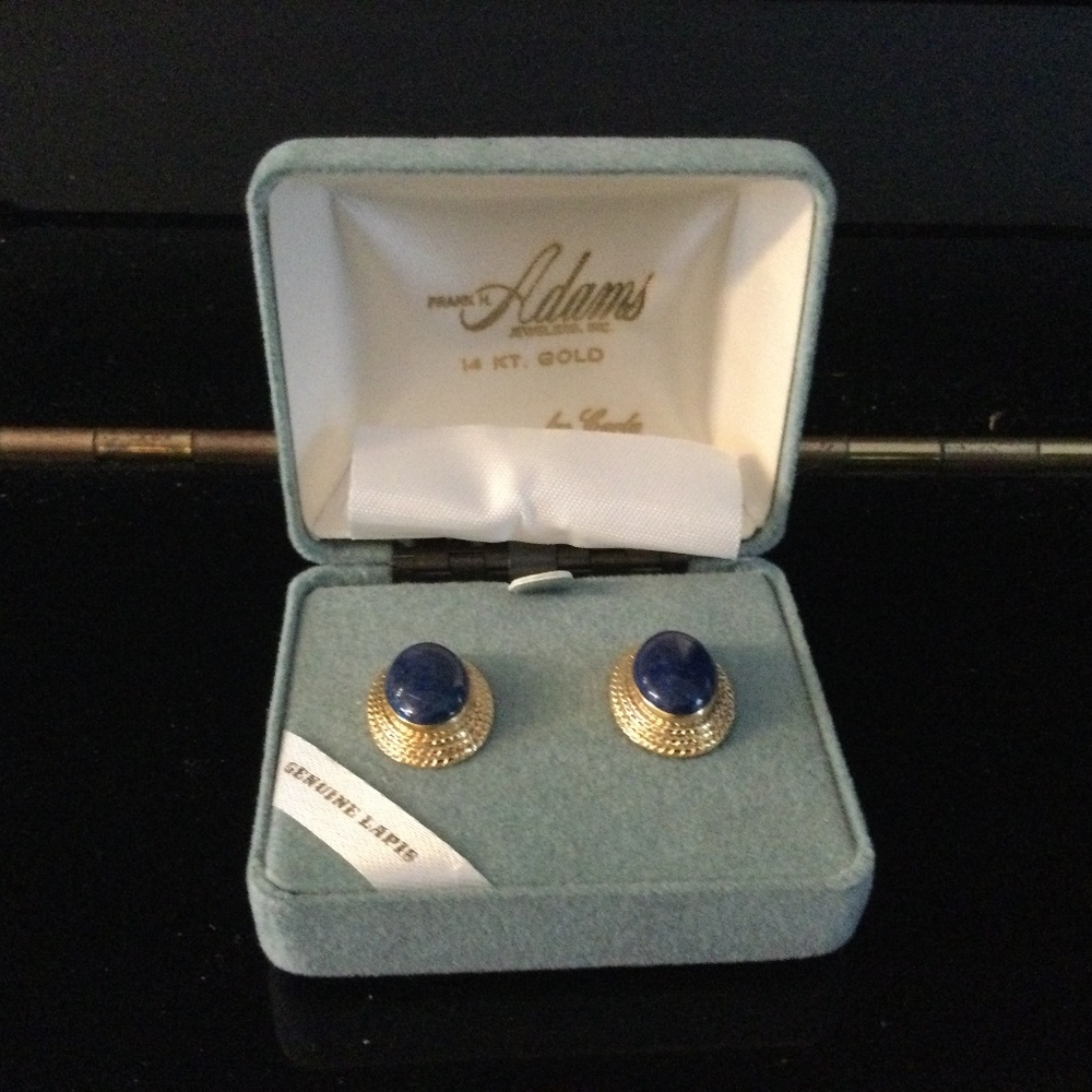 Vintage Lapis and 14-karat Gold Pierced Earrings by Carla